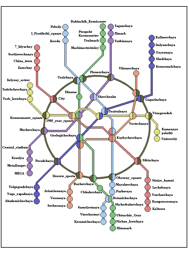 Схема метро екатеринбурга на карте города со станциями